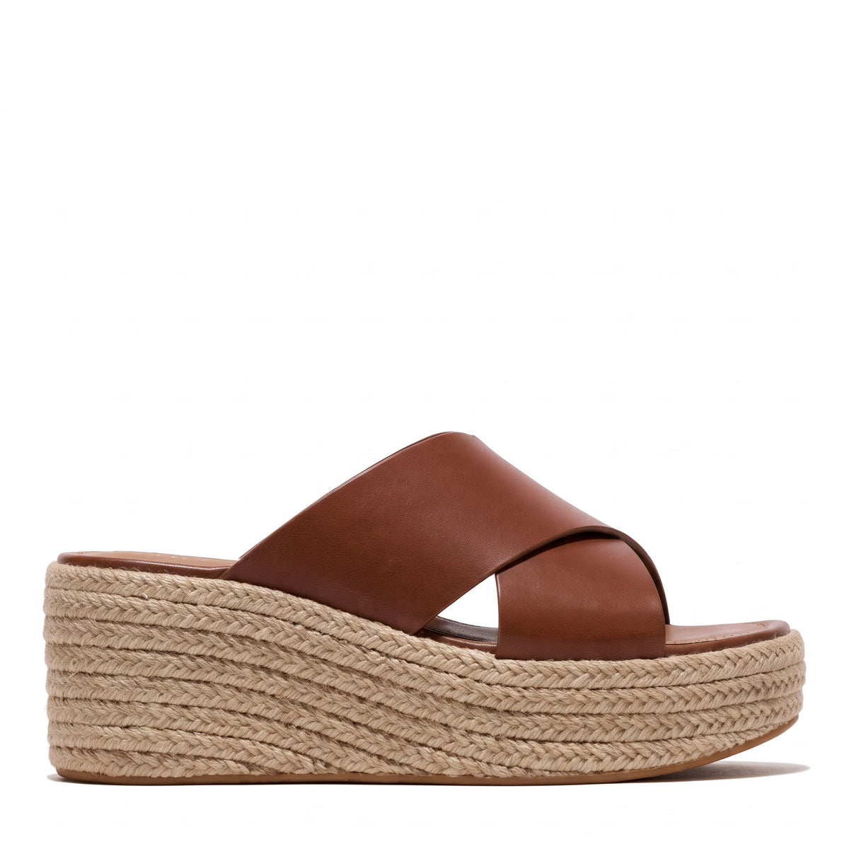 FitFlop PLATFFORMS ESPADRILLE LEATHER WEDGE CROSS SLIDES