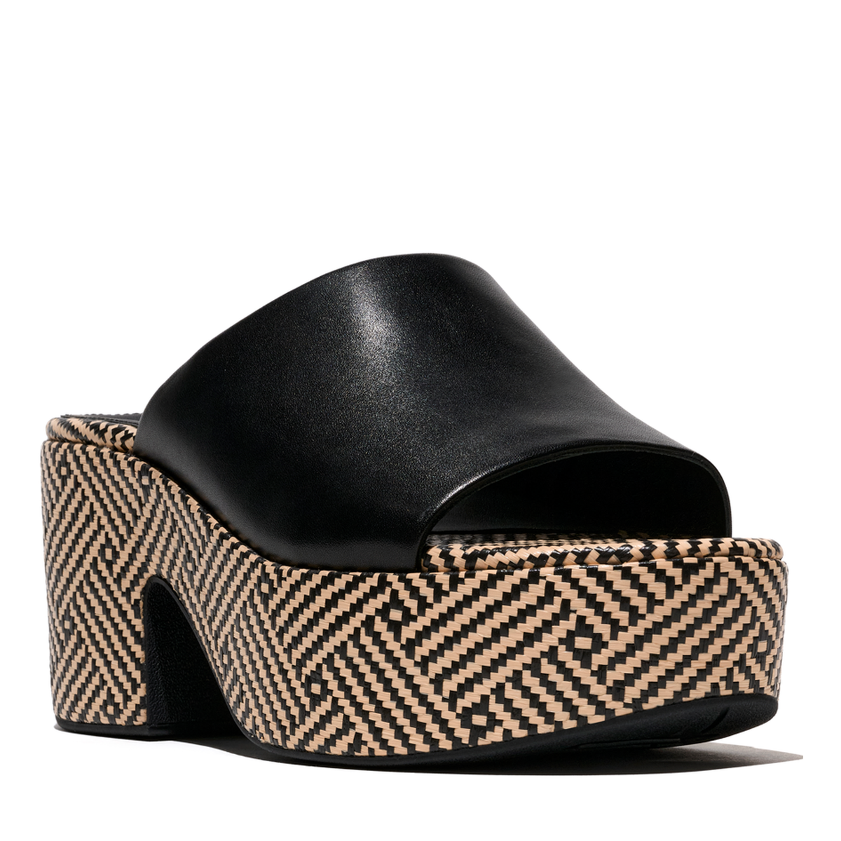 FitFlop PLATFFORMS GRAPHIC-WEAVE LEATHER HEELED SLIDES-thumbmail-2