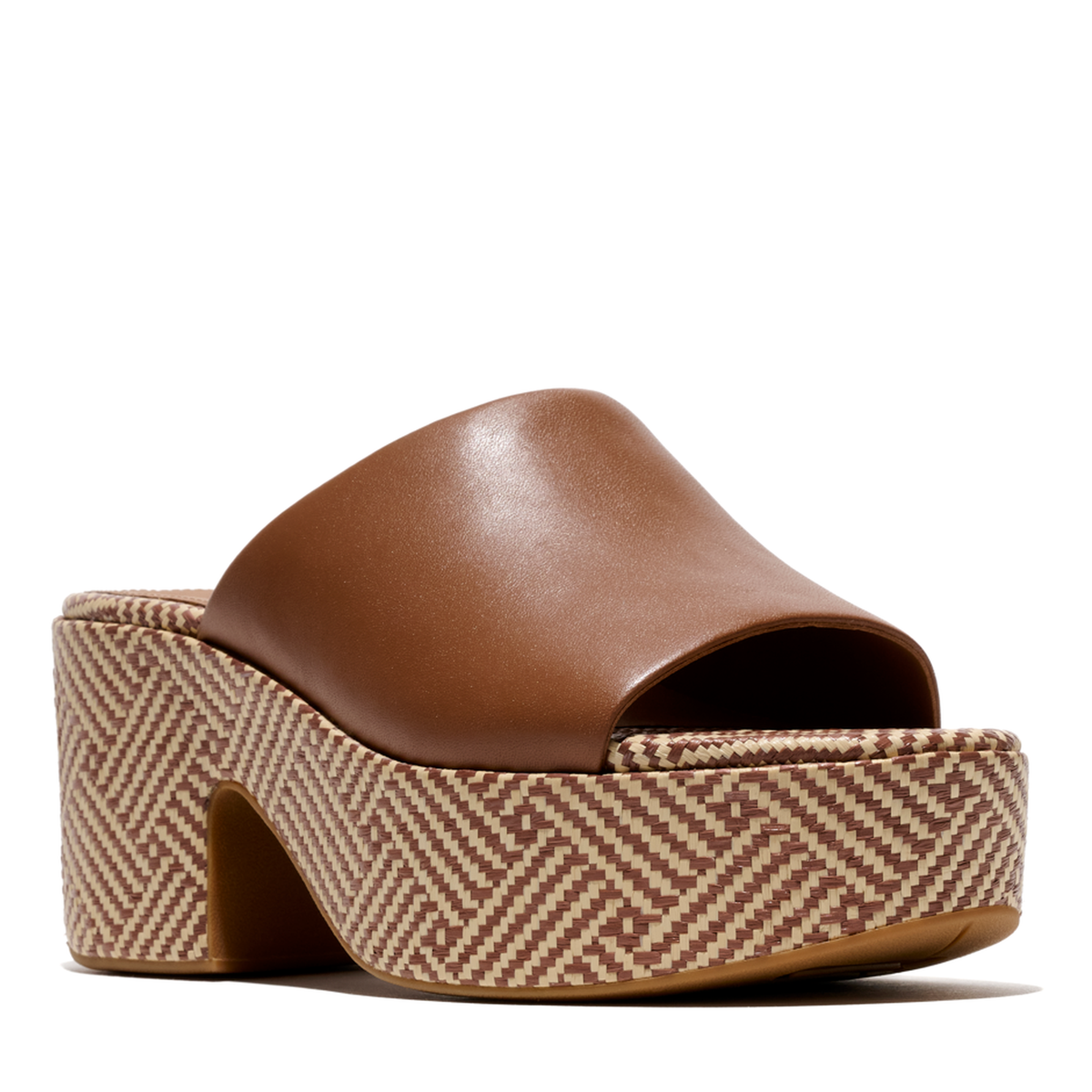 FitFlop PLATFFORMS GRAPHIC-WEAVE LEATHER HEELED SLIDES-thumbmail-4